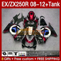 & Tank Injection Fairings For KAWASAKI NINJA ZX250 EX250 R 2008-2012 163No.162 EX ZX 250R EX250R ZX250R 2008 2009 2010 2011 2012 ZX-250R 08 09 10 11 12 Fairing black red