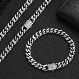 8/10mm 18/20/22/24inch 18K Yellow Gold Plated Stainless Steel Cuban Chain Necklace Bracelet Links for Men Women Gift