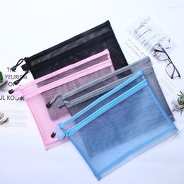 Storage Bags A4 Nylon Transparent File Folder Binder Simple Double Holder Filing Envelope Business Document Organizer Office Supplies