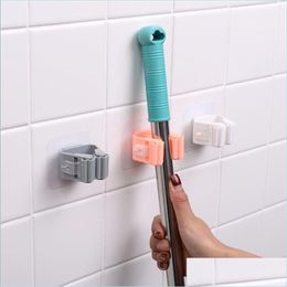 Hooks Rails Broom Holder Wall Hook Mounted Mop Organizer Hold Brush Brooms Hanger Plastic Storage Rack Kitchen Clip Seamless Mops Dhfnc