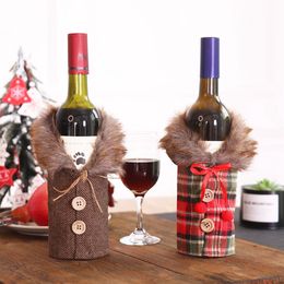 Christmas new table homewares wine bottle decoration striped plaid skirt wine-bottle set red wine-set RRE15134