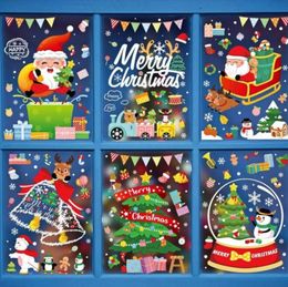 DHL Stock Christmas Window Stickers xmas Decorations For Home Wall Glass Sticker New Year Home Decor FY5622 P1017