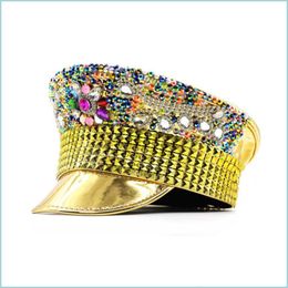 Stingy Brim Hats Women Studded Rhinestone Baseball Cap Plain Sparkle Bling Denim Sun Hat Performance Stage Drop Delivery 2022 Fashio Dhm7R