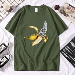 Men's T Shirts Cartoon Banana Print T-Shirt Man Creative Comfortable Tshirt Summer Vintage Oversized Tee Simplicity Crewneck Men Tshirts