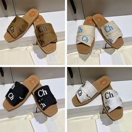 Designer Slippers For Ladies Sandals Women Woody Mules Flat Slides Sneakers Canvas Shoe White Black Outdoor Beach Slipper House Trainers