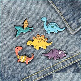 Pins Brooches Cute Enamel Brooches Pin Animal Dinosaur For Women Girl Fashion Jewellery Accessories Metal Vintage Pins Badge Kids Gif Dhl82