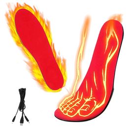 Winter Heated Insole Rechargeable USB Electric Heating Insole Can Be Cut Warm Insoles For Camping Cycling Fish Without Battery