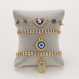 Charm Bracelets Classic Turkish Evil Eye for Women Luxury Aaa Cubic Zircon Cz Hamsa Hand Trend Female Party Jewellery Gift 5633 Q2