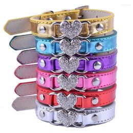 Dog Collars Fashion Small Dogs Bling Rhinestones Heart Leather Pet Collar Necklace Puppy Accessories Supplies