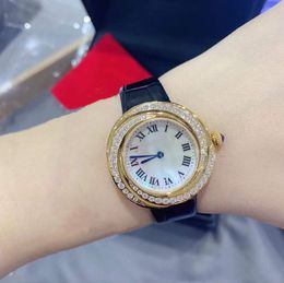 Vintage Geometric Spiral Wristwatch Women Roman Number Diamond Watches Female Black leather Quartz Watch Lady Blue Pointer Clock 34mm