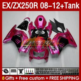 &Tank OEM Fairings For KAWASAKI NINJA ZX-250 ZX250 EX250 R ZX250R 08 09 10 2011 2012 163No.221 EX ZX 250R EX250R ZX-250R 2008 2009 2010 11 12 Injection Fairing pink glossy