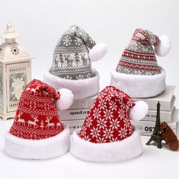 Winter Christmas Party Hats Knitted Moose Snowflake Santa Hat Keep Warm Beanie Adult Gift Unisex