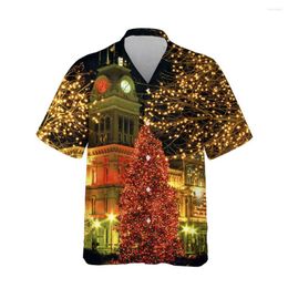 Men's Casual Shirts Jumeast 3d Holiday Merry Christmas Tree Printed Hawaiian Shirt Mens Fashion Short Sleeve For Men Blouses Streetwear