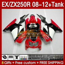 & Tank Injection Fairings For KAWASAKI NINJA ZX250 EX250 R 2008-2012 163No.149 EX ZX 250R EX250R ZX250R 2008 2009 2010 2011 2012 ZX-250R 08 09 10 11 12 Fairing white red blk