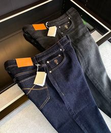 New Men's Straight Slim Fit Jeans Luxury Brand Designer Quality Business Casual Denim Pants