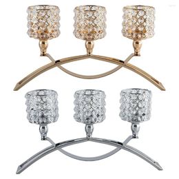 Candle Holders 3 Arm Crystal Holder Arch Bridge Design Metal Candelabra Candlestick Home Table Centerpieces Decoration