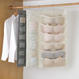 Storage Boxes Closet Hanging Organizer With Mesh Pockets & Rotating Metal Hanger Dual Sided Wall Shelf Wardrobe Bags Space Saver Bag