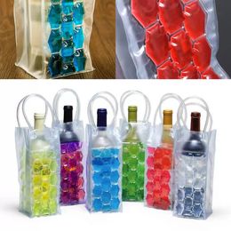 Ice Wines Cooler Bags PVC Beverages Beer Cooler Bag Portable Double Side Ices Wine Coolers Holder Carrier Travel Freezer