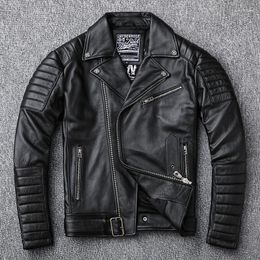 Men's Leather Plus Size Brand Coat For Men Thick Motorcycle Style Cowhide Genuine Biker Jacket Moto Slim Clothing 5XL