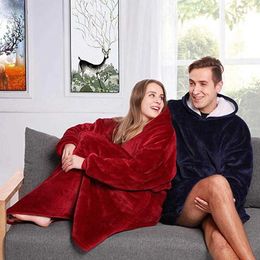 Others Apparel Warm Thick TV Hooded Sweater Blanket Unisex Giant Pocket Adult and Children Fleece Weighted Blankets for Beds Travel Home T221018