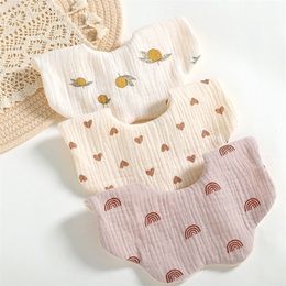 Bibs Burp Cloths Baby Feeding Bibs 360 Degree 6 Layers Cotton Yarn Petal Infants Lace Saliva Towel born Toddler Soft Cotton Burp Cloth Kid Bib 221018