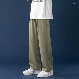 Men's Pants Summer Thin Ice Silk Men Straight Tube Loose Wide Leg Korean Version Trend Solid Colour Casual Trousers Oversized 4XL