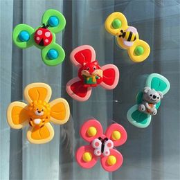 3Pcs Fidget Suction Cup Spinner Toy For Baby 1 2 Year Cartoon Insect Rotating Rattle Sensory Educational Games Rattles for Kids 220531
