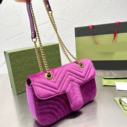 Chain Corduroy Velvet Bag Luxury Designer Brand Fashion Shoulder Bags Handbags Women Letter Purse Phone bag Wallet Metallic lady Plain