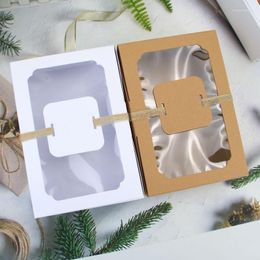 Gift Wrap 60Pcs/Lot White Black Kraft Paper Favour Box PVC Clear Window Cookies Treats Boxes Wedding Candy