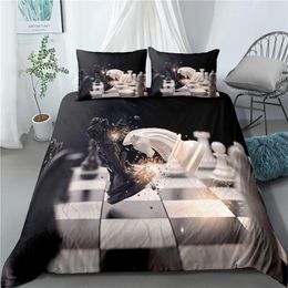 Bedding Sets International Chess Duvet Cover Set Black White Lattice Checkerboard Comforter Competition Game For Kids Teens