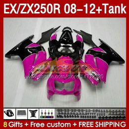 & Tank Injection Fairings For KAWASAKI NINJA ZX250 EX250 R 2008-2012 163No.144 EX ZX 250R EX250R ZX250R 2008 2009 2010 2011 2012 ZX-250R 08 09 10 11 12 Fairing rose glossy