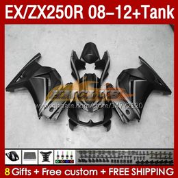 & Tank Injection Fairings For KAWASAKI NINJA ZX250 EX250 R 2008-2012 163No.167 EX ZX 250R EX250R ZX250R 2008 2009 2010 2011 2012 ZX-250R 08 09 10 11 12 Fairing matte blk