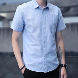 Men's Casual Shirts ICCLEK Short Sleeve Shirt Men's Summer Korean Top 5-sleeve Oxford Spinning White Inch Trendy Men