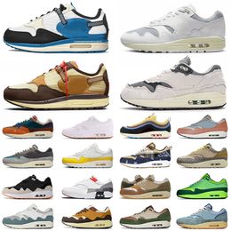 Zapatos Nike Air Max Airmax 1 87 Travis Scott Mens Womens Designer Running Shoes Kiss Of Death Unc White Gum Bacon Black Obsidian Sean Wotherspoon Sports Sneakers Trainers