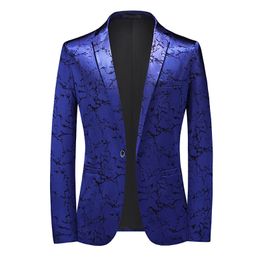 Printed Men's casual Blazer 2022 New Fashion Bridegroom Wedding Banquet Stage Costumes Male Slim Suit Jacket Plus Size M-6xl