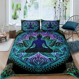 Bedding Sets Bohemian Chakra Meditation Duvet Cover Relax Theme Yoga Set Exotic Mandala Lotus Comforter Full King Bedroom Decor