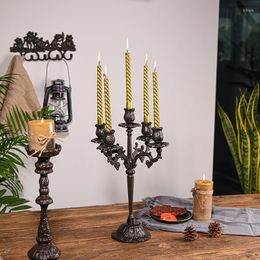 Candle Holders Sungmor Vintage Candlestick - Handcrafted Heavy Duty Cast Iron Candelabra Decorative Pillar Stand For Christmas