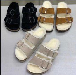 Men Women Australia Designer Wool Boston Birkin Ariat Slippers Pull Cork Sandales Suede Slides Fur Plush Warm Slipper Comfort