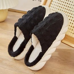 Slippers Autumn Winter Home Shoes Men And Women With Same Style Couple Lightweight Thick Sole Concise Bubble Velvet House