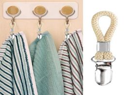 Hanging Clips Tea Towel Clip On Hooks Hand Towel Hangers Hanging Clothes Kitchen Bathroom Organizer For Home Beach