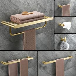 Bath Accessory Set Brushed Gold Bathroom Hardware Accessories Towel Bar Rack Ring Clothes Hook Paper Holder Toilet Brush