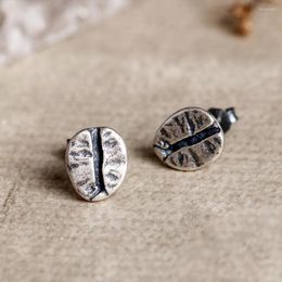 Stud Earrings 925 Sterling Silver Coffee Beans Women Punk Vintage Party Wedding Jewellery For Girls