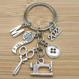 Fashion Key Rings A-Z Letter Sewing Machine Scissors Tape Measure Keychain Used For Fashion Designer Keychains Jewellery Accessories