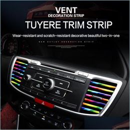 Other Interior Accessories 10Pcs Air Conditioner Outlet Vent Trim Grille Strip Car Decoration Stickers Decals Accessories Drop Deliv Dhg6F