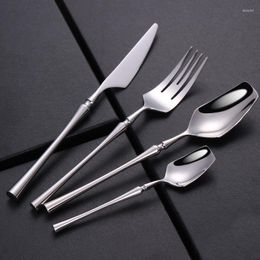 Dinnerware Sets Mirror Dinner Knife Fork Spoon Kit 304 Stainless Steel Kitchen Luxury Cutlery Set Silver Tableware For Party Wedding