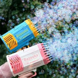 69Hole Bazooka Bubble Machine Toy Electric Soap Water Bubble Machine Summer Outdoor Party Charging Toys For Kids Gifts 220707