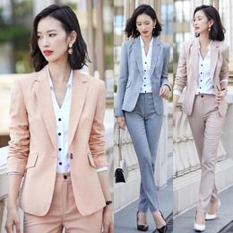 Women's Two Piece Pants Formal Women Pant Suits Blazer And Jackets Sets Ladies Business Work Clothes Office Uniform Styles Pantsuits