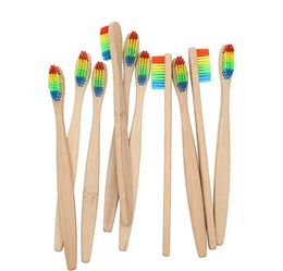 UPS Bamboo Toothbrush Wooden Rainbow Bamboos Toothbrushs Oral Care Soft Bristle Travel Toothbrush