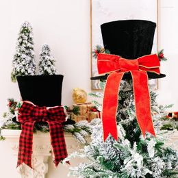 Christmas Decorations Tree Hat Classic Top Large Bowknot Desktops Ornaments Winter Holiday Party Home Decors