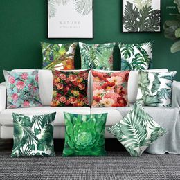 Pillow Flower Plant Throw Cover Tropical Leaf Hug Pillowcase For Sofa Floor Home Decor Pillowslip